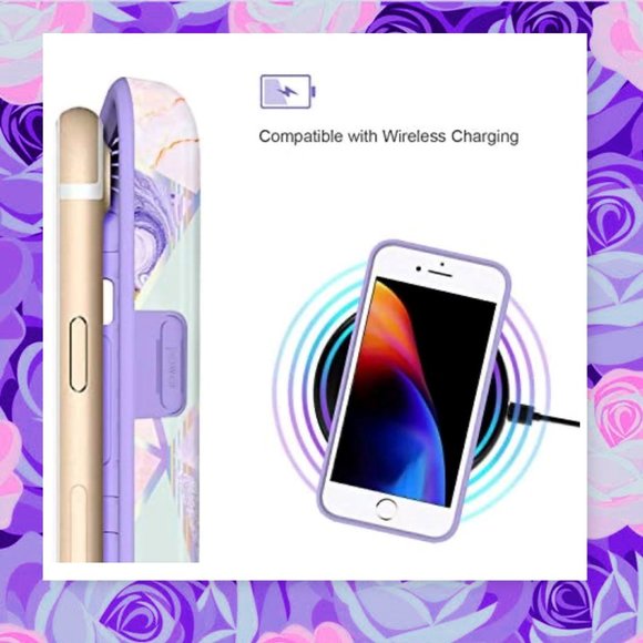 IPhone 8 Plus Holographic Geometric Marble Case & Matching Phone Ring Holder - Picture 6 of 12